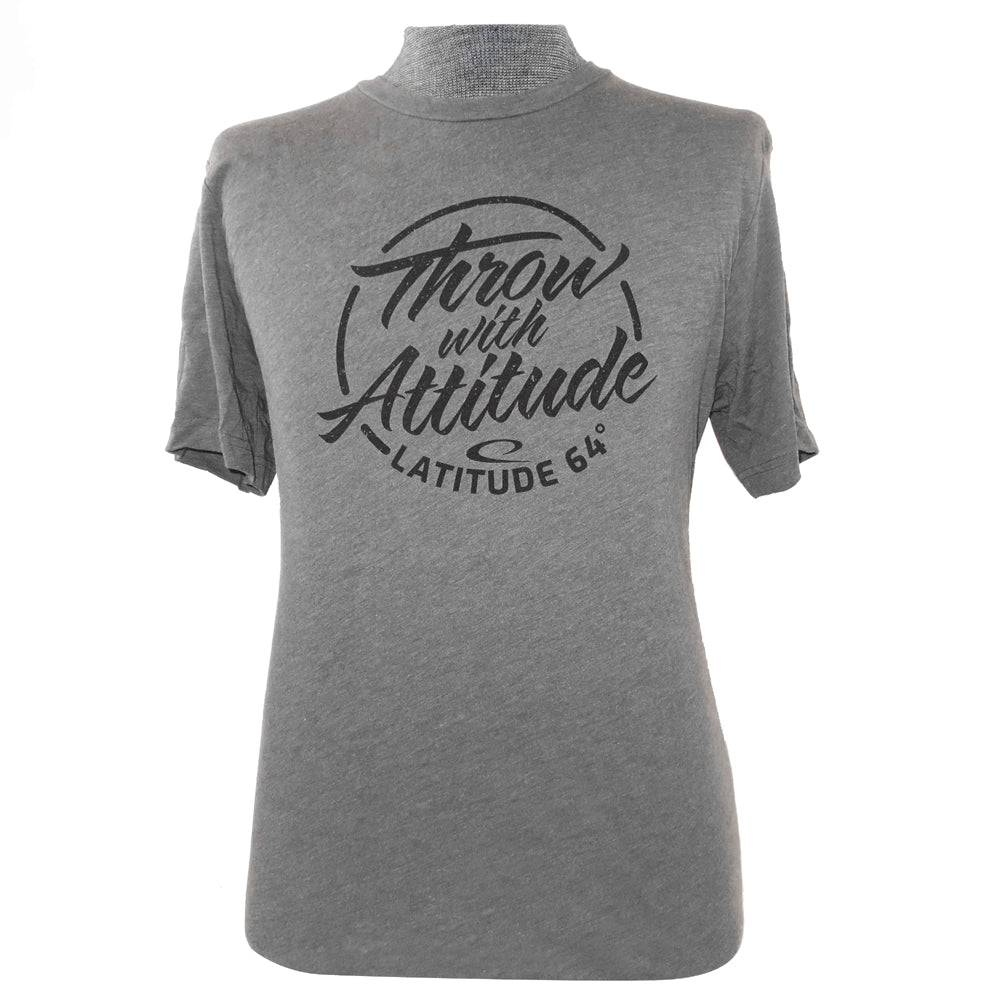 Latitude 64 Golf Discs Apparel M / Gray Latitude 64 Throw With Attitude Short Sleeve Disc Golf T-Shirt