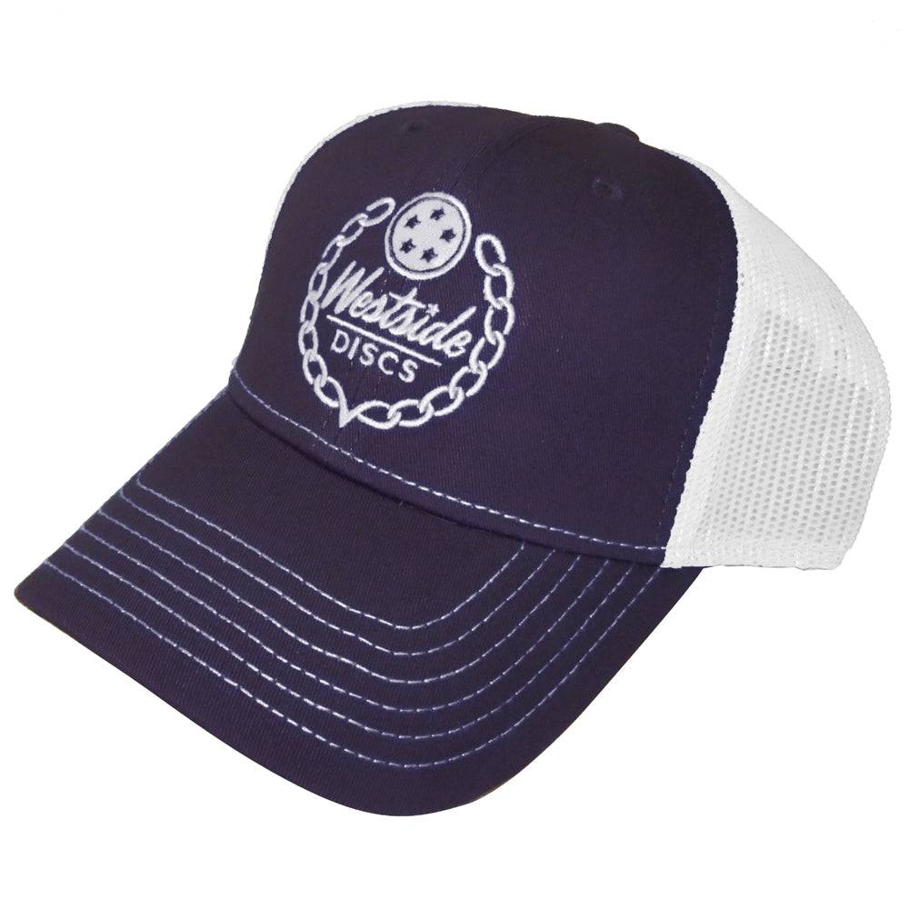 Westside Discs Apparel Navy Blue / White Westside Discs Logo Snapback Mesh Disc Golf Hat
